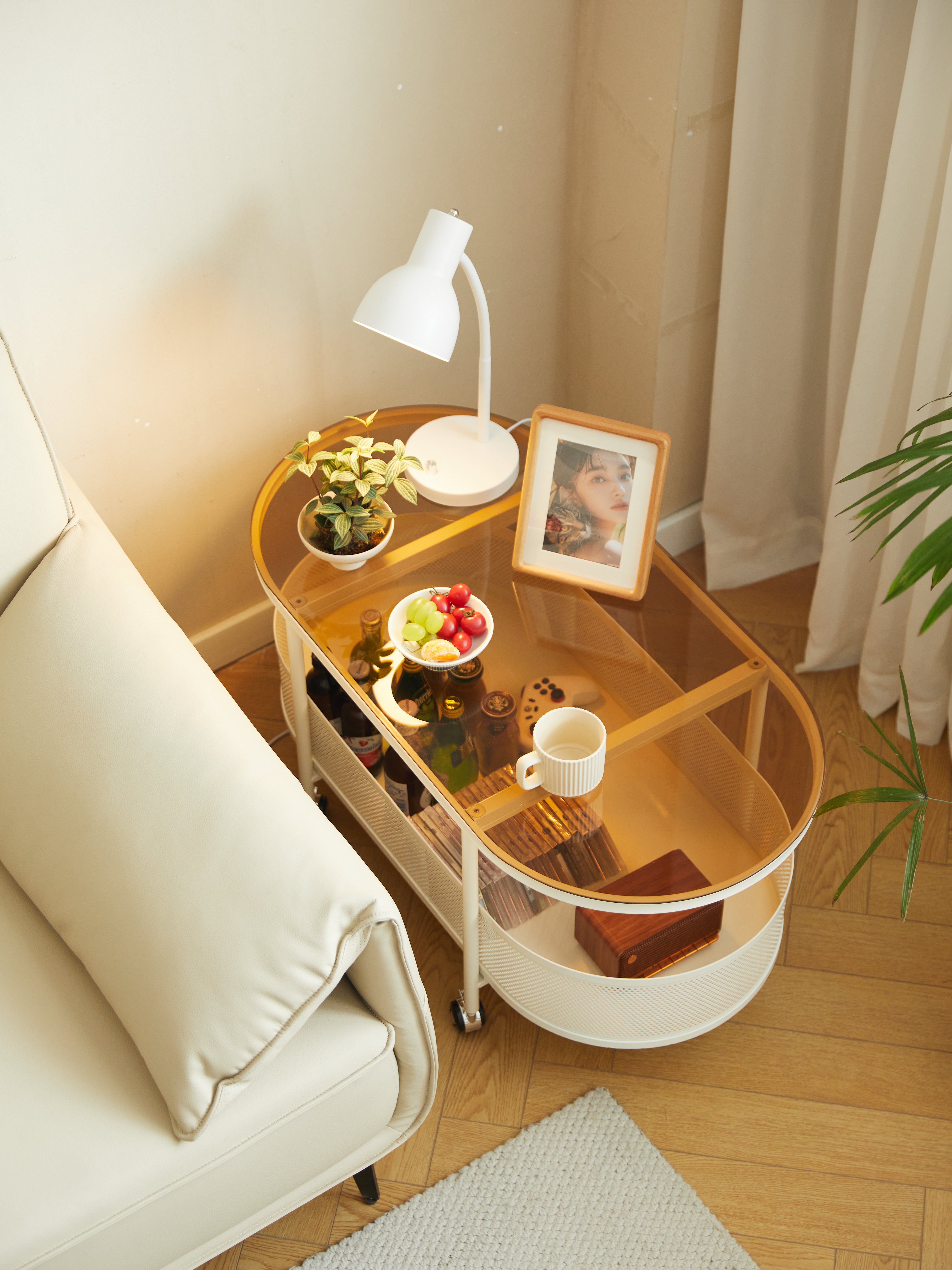 Oval Metal Glass Coffee Table