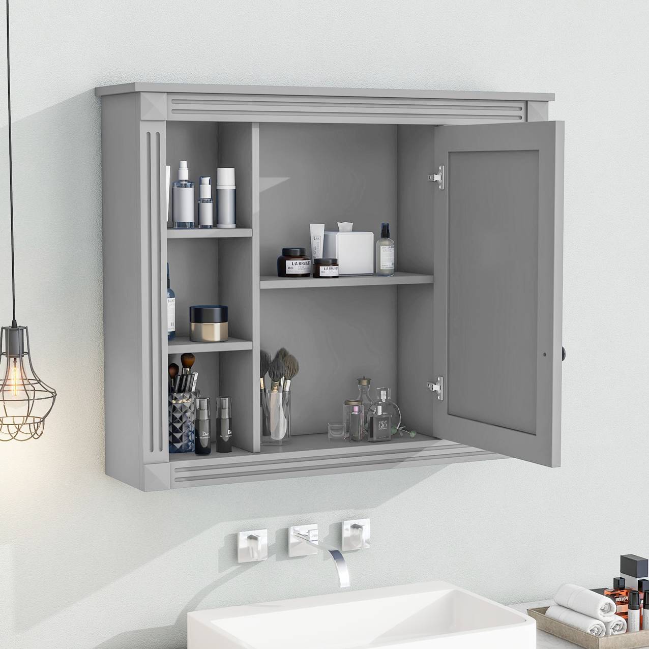 Wandmontierter Badezimmerschrank Badezimmer-Wandregal mit Spiegel