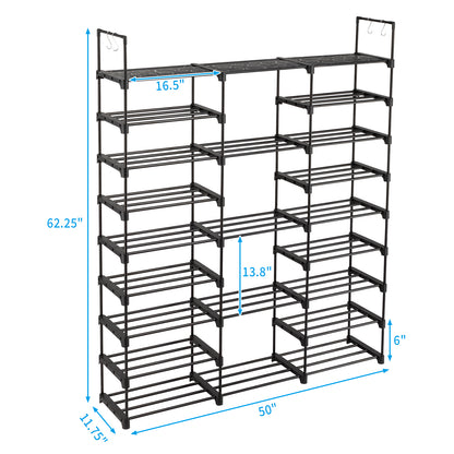 9-stufiges Schuhregal-Aufbewahrungssystem Schuhregal-Organizer für den Eingangsbereich Fassend für 50-55 Paar Schuhe, stapelbares Schuhschrank-Schuhregal