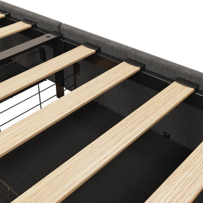 Bettgestell in Voller Größe mit LED, 4 Unterbett-Portable-Aufbewahrungsschubladen, Flügel-Kopfteil-Design