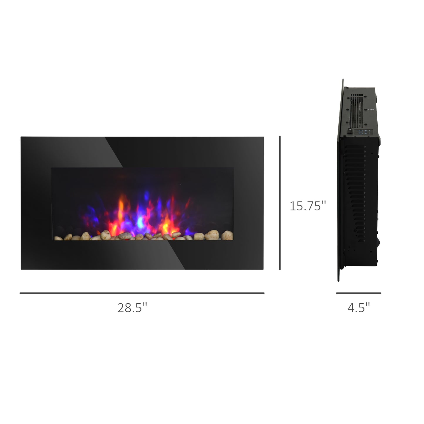 28,5" 1450W elektrischer wandmontierter Kamin mit Flammeneffekt
