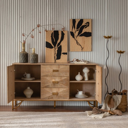 Kommode mit 9 Schubladen, Moderne Kommoden und Schubladenschränke, TV-Ständer, Helle Holzkommode für Schlafzimmer, Wohnzimmer, Flur