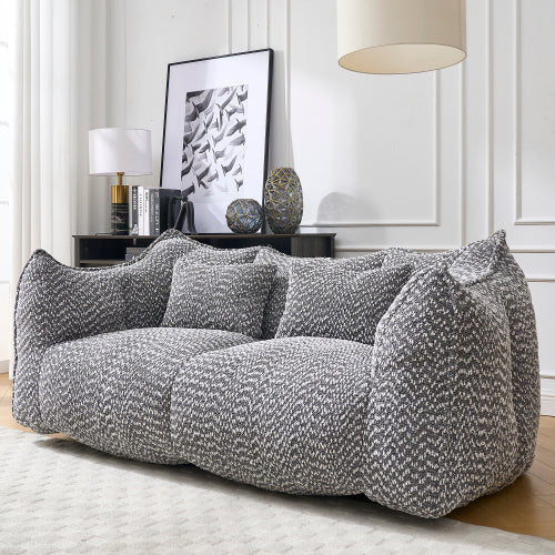 Komprimierter Plüsch-Sitzsack-Sofa-Couch – Mit Hochresilienz-Schaum gefüllt, ultra-weicher Bouclé-Liegestuhl für eine oder zwei Personen, gemütliche Sitzmöglichkeit im Wohnzimmer zum Lesen, Spielen und Entspannen, platzsparend vakuumverpackt