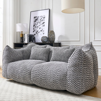 Komprimierter Plüsch-Sitzsack-Sofa-Couch – Mit Hochresilienz-Schaum gefüllt, ultra-weicher Bouclé-Liegestuhl für eine oder zwei Personen, gemütliche Sitzmöglichkeit im Wohnzimmer zum Lesen, Spielen und Entspannen, platzsparend vakuumverpackt
