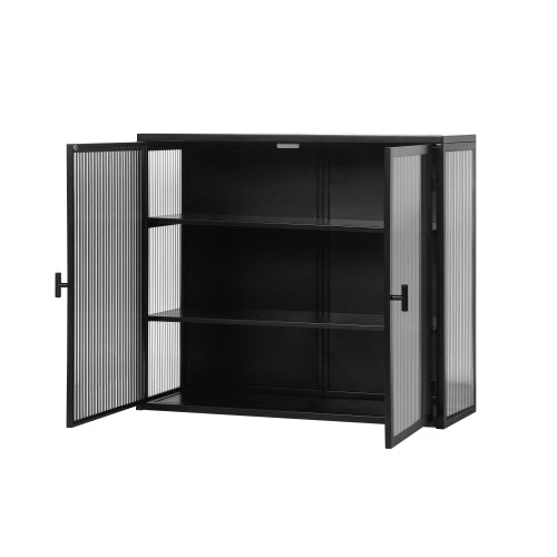 Moderne Zweitürige Wandablage Mit Glastür Mit Drei Ebenen Stauraum Für Eingang Wohnzimmer, Badezimmer, Esszimmer, Schwarz Nicht Verfügbar Plattformen- Temu