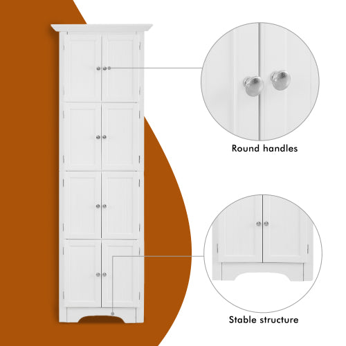 Hochschrank mit Tür und 4 Regalen, geeignet für Wohnzimmer, Küche, Büro, Schlafzimmer, Badezimmer, moderner Stil, weiß