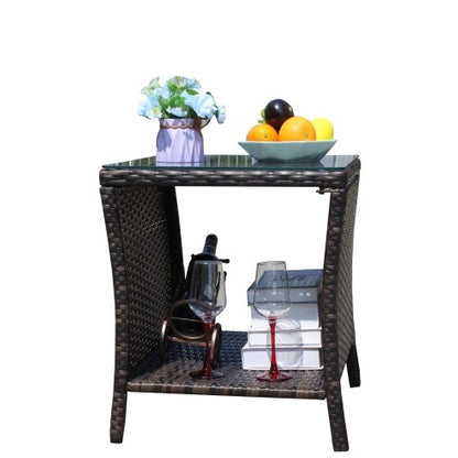 Außenterrassenmöbel 1 Couchtisch mit klarem gehärtetem Glas
