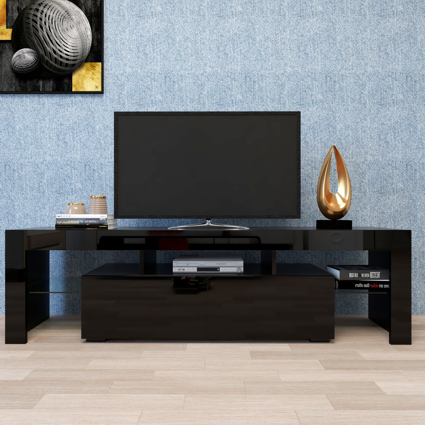 Moderne schwarze TV-Ständ 20 Farben LED-TV-Ständ mit Fernbedienungslichtern