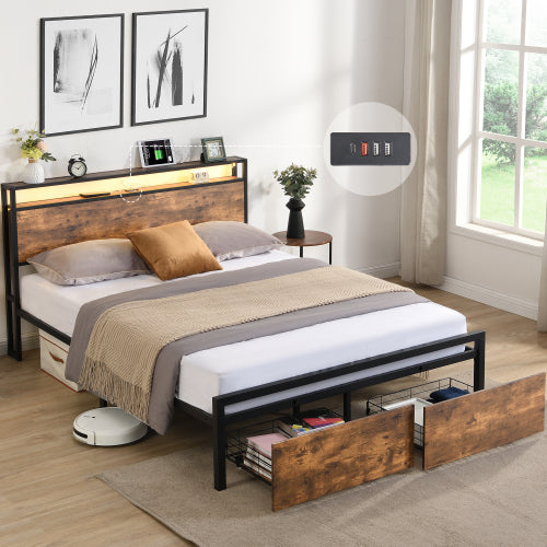 Gray LED Storage Bed