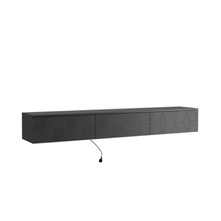 Floating TV Stand Wall Mounted With 16 Color LEDs,Modern TV Stand, Floating TV Cabinet Entertainment Center For 55 60 65 Inch TV,Black