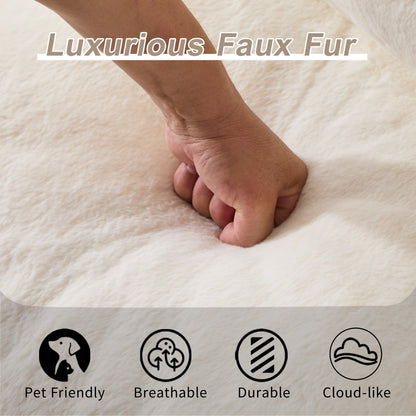 Riesiges Sitzsacksofa für Erwachsene, ultra weiches flauschiges Zweiersofa aus Sitzsäcken, überdimensionierter Chaiselongue-Stuhl für Innenräume im Wohnzimmer und Schlafzimmer, keine Montage erforderlich, gemütlicher Lesesessel mit Kissen, weiß