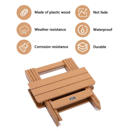 TALE Adirondack tragbarer faltbarer Beistelltisch quadratisch wetterbeständiger und verblassungsresistenter Kunststoff-Holz-Tisch ideal für den Außenbereich, Garten, Strand, Camping und Picknicks