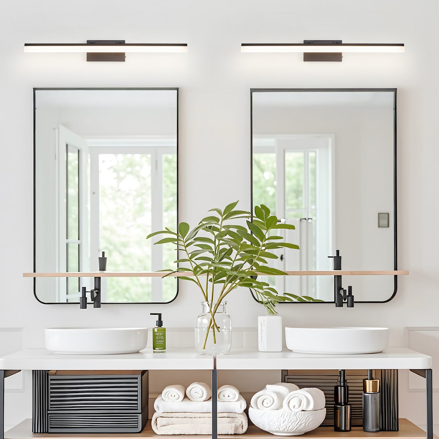 32 Inch Modern LED Bathroom Vanity Light - Sleek Black Metal Wall Light For Mirror, Dressing Room Or Sink Area