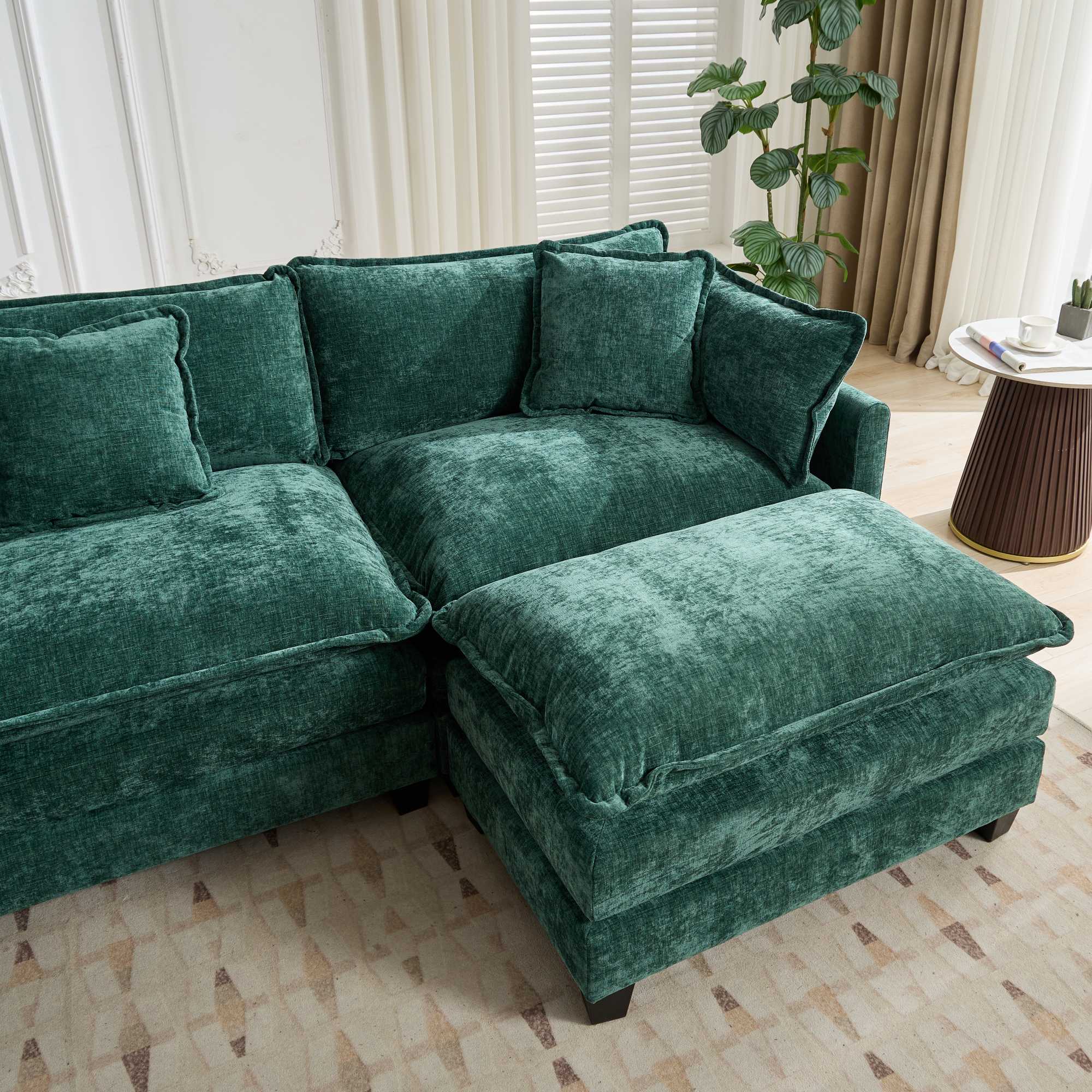 Green Chenille Double Sofa