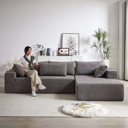 Moderne Chenille-Polster-Sofagarnitur, Modulares 108 L-förmiges Sofaset für das Wohnzimmer mit 6 Kissen, Freie Kombination-Sofagarnitur für Wohnzimmer, Schlafzimmer