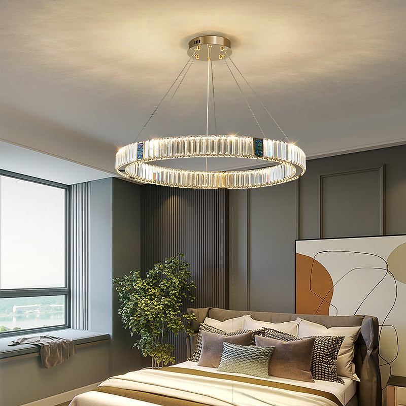 Leichtes Luxus-Kristall-Wohnzimmer-Lüster Postmodern Rund Edelstahl