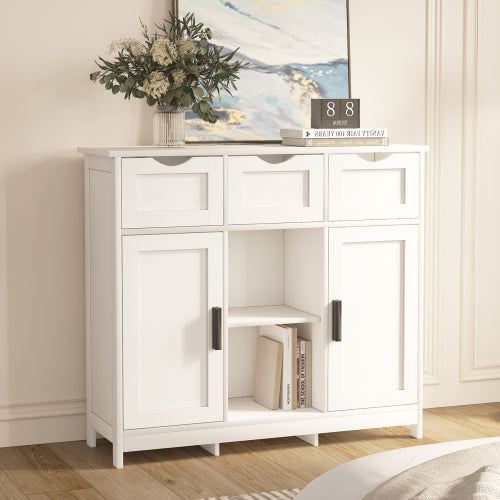 White Wooden Floor Cabinet