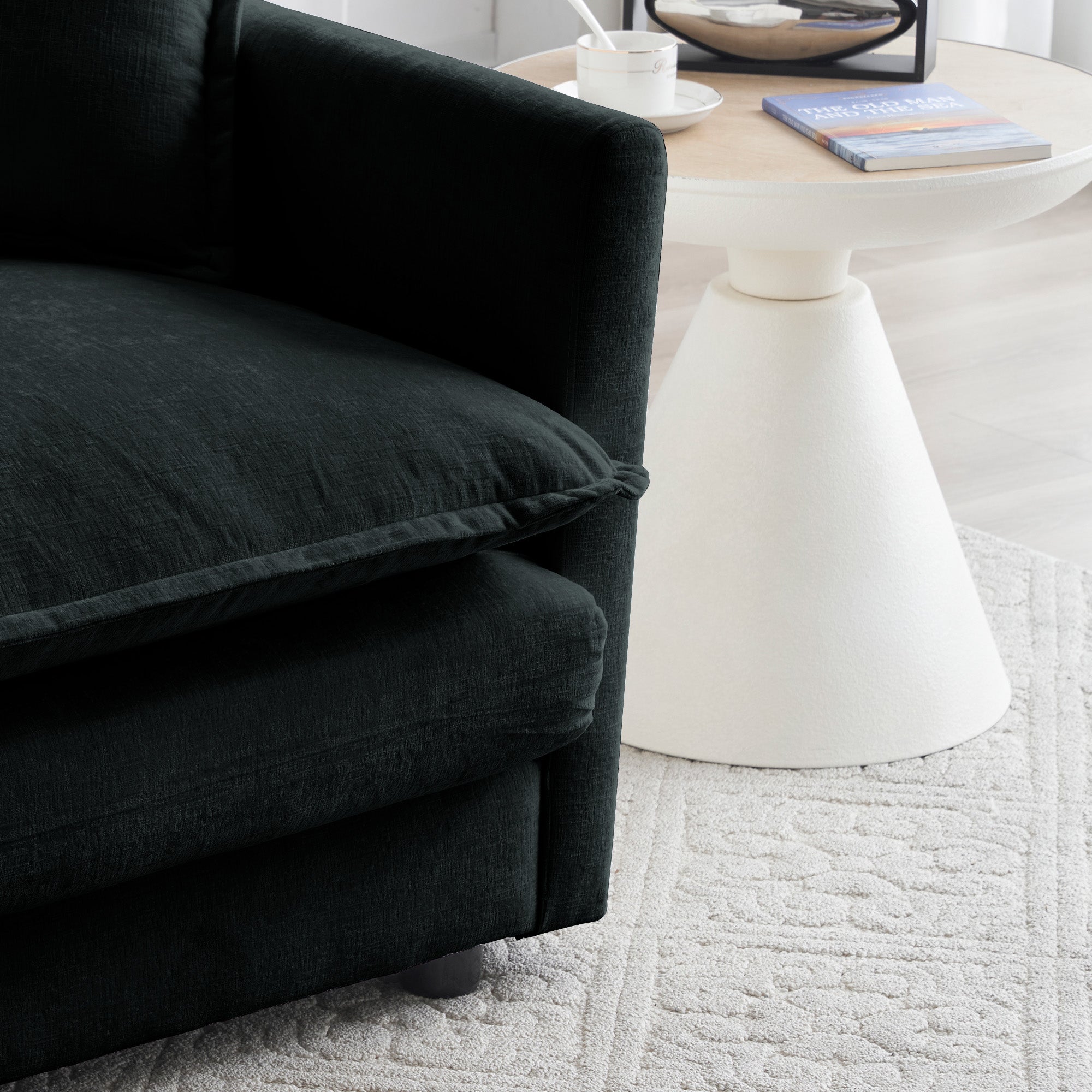 Black Chenille Loveseat Sofa