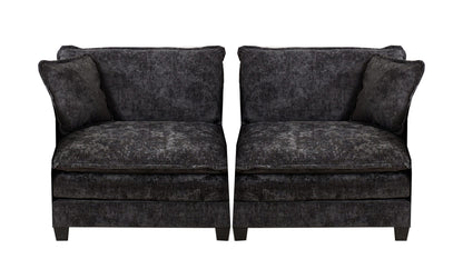 Cloud Sofa Two Seats The Cushion On The Armrest Not Included, Modern Sectional Couch, For Apartment, Comfy Double Layer Upholstered Seat Cushion, Breathable Chenille Fabric, Black,SW504ABK