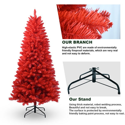 Künstlicher 5-Fuß-Roter Weihnachtsbaum, 624 PVC-Mischteile, Hochwertige Scharniere und Klappbare Basis Weihnachtsdekoration