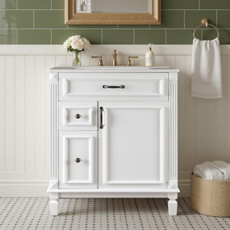 Badezimmer-Toilettentisch mit Waschbecken, Toilettentisch-Waschbecken-Schrank mit Tür, Unabhängiger Badezimmer-Speicherschrank mit Waschbecken-Set ohne Spiegel und Armatur