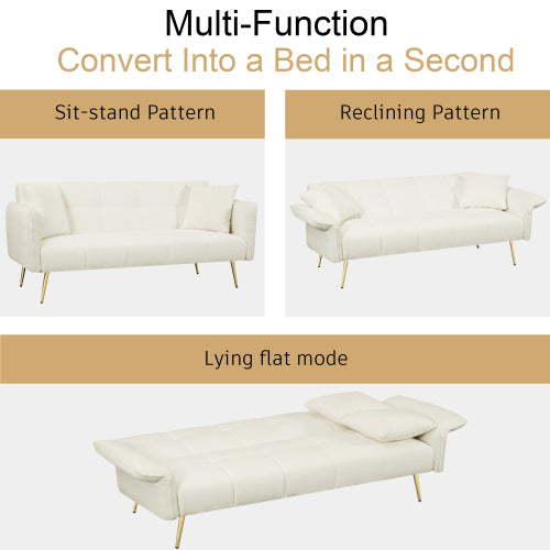 70,1 Zoll Futon-Sofabett, Umwandelbares Doppelsofabett mit Klappbaren Armlehnen für Wohnzimmer und kleine Räume