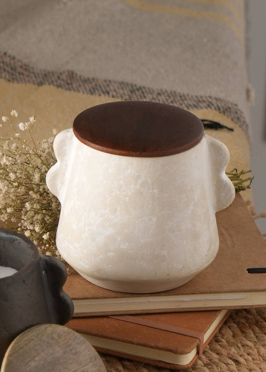 Glas-Duftkerze Ecomix-Wachsfüllung mit Holzkappe - Vanille Lavendel, 8oz