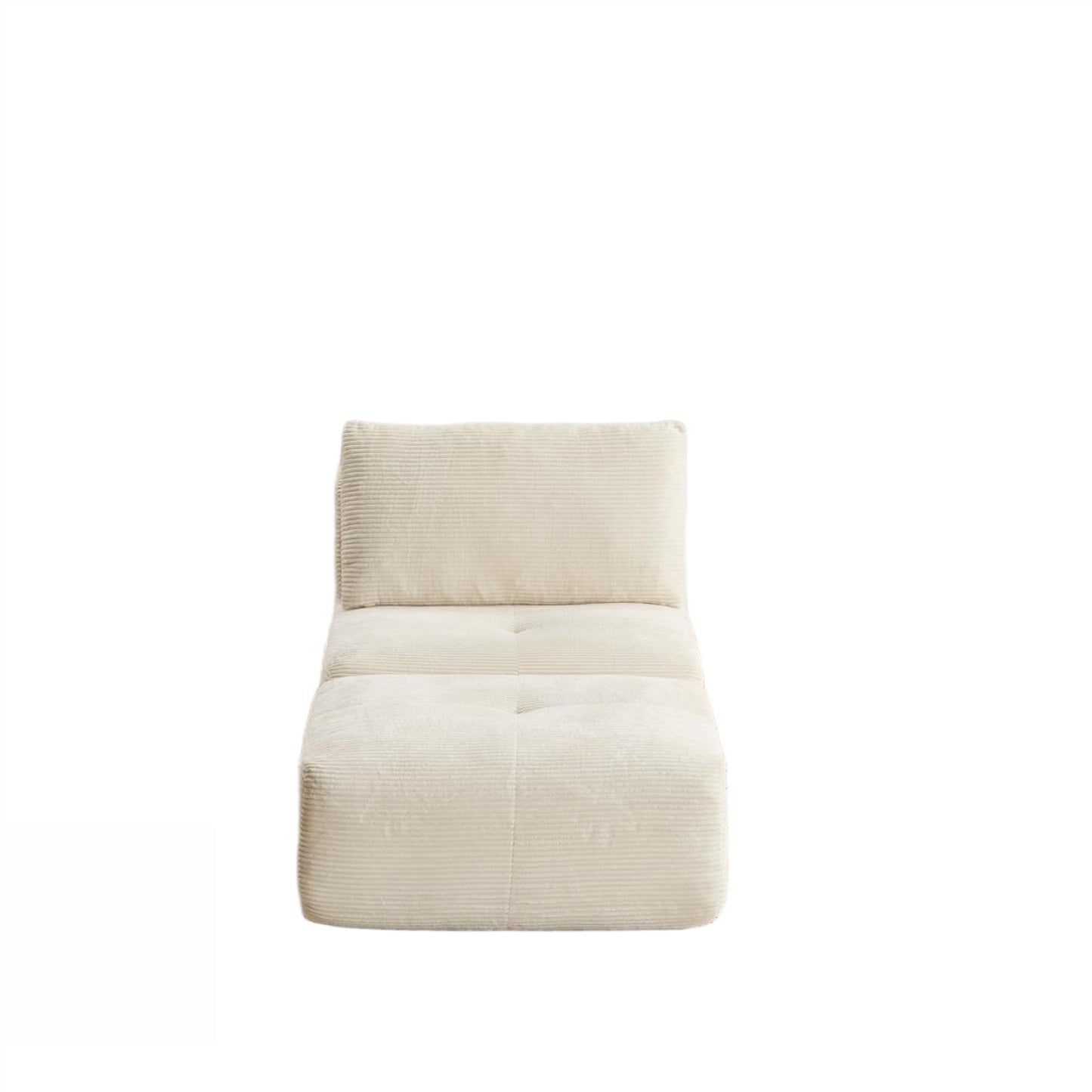Moderne Kompressions-Matratzen-Sofa, Einzelne Chaiselongue für das Wohnzimmer, Haustierfreundliches Wolkenmodulares Ecksofa, Corduroy-Stoff, Verschiebbare Pouf, Keine Montage erforderlich, Beige