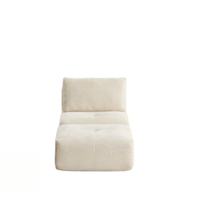 Moderne Kompressions-Matratzen-Sofa, Einzelne Chaiselongue für das Wohnzimmer, Haustierfreundliches Wolkenmodulares Ecksofa, Corduroy-Stoff, Verschiebbare Pouf, Keine Montage erforderlich, Beige