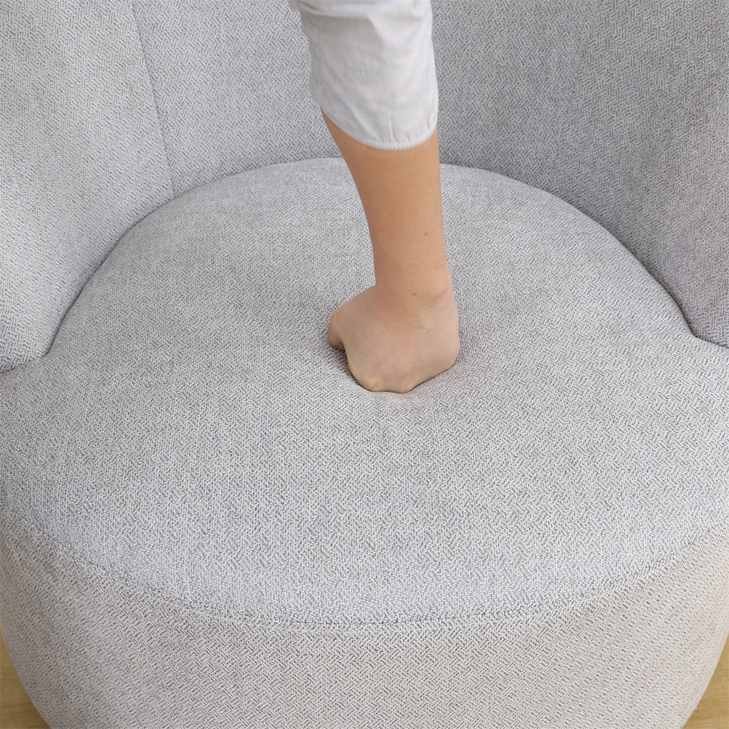 Sofa Stool Set With Storage Function, Grey-White Breathable Sackcloth