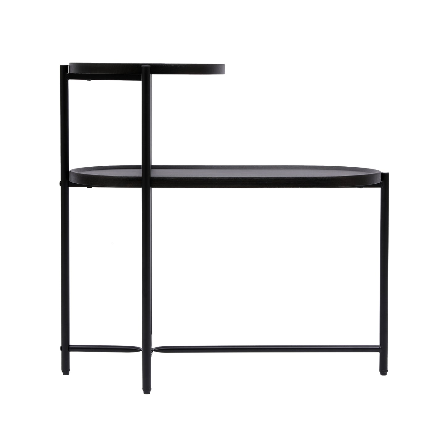 Runder Couchtisch mit Stauraumtablett 2-stufiges ovales Beistelltisch Holz kleiner Beistelltisch für das Wohnzimmer
