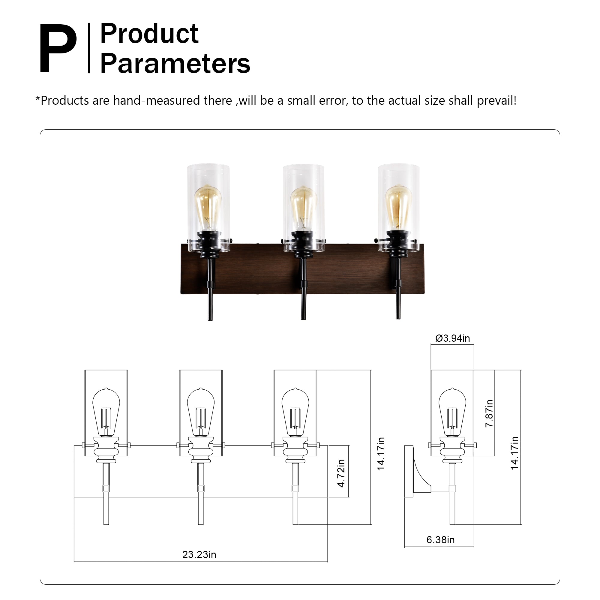 Black Glass 3-Light Vanity Fixture