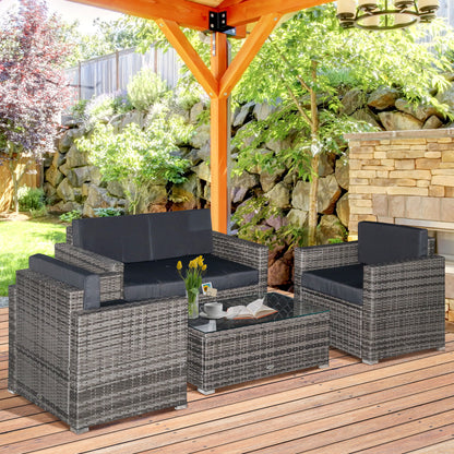 4-teiliges Terrassenmöbel-Set mit Polstern