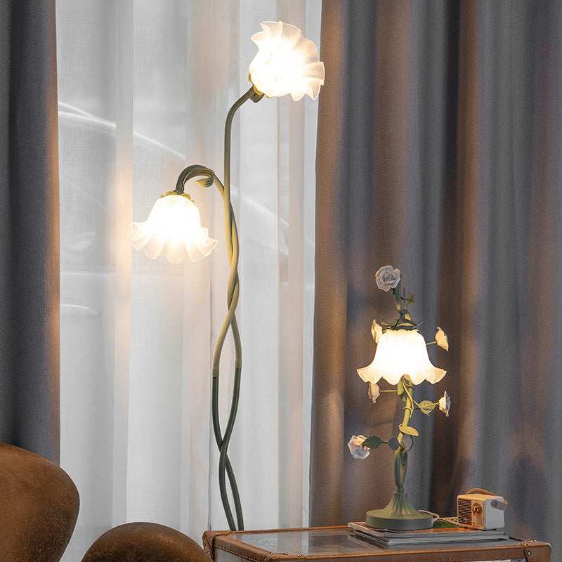 Cremefarbene Stil Bodenscheinwerfer Wohnzimmer Französisch Pastoral Schlafzimmer Atmosphäre Blumenlampe