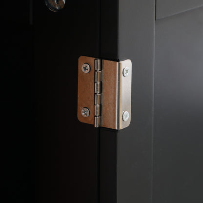 Unterwaschbecken-Badregal, Sockel-Waschbecken-Schrank mit 2 Türen, Regal und U-Form, Schwarz