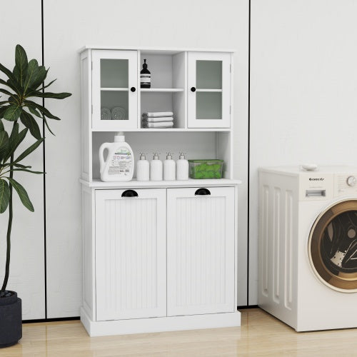Zweikammer-Neigung-Wäschekorb Hoher Badezimmerschrank