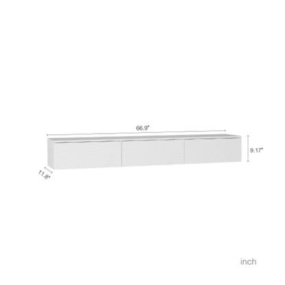 Wandmontiertes Schwebendes TV-Board mit 16-farbigen LEDs, Modernes TV-Board, Schwebendes TV-Schränkchen als Medienzentrum für 55-60-65-Zoll-Fernseher, Weiß