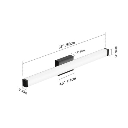Badezimmer-Waschbeckenleuchte Schwarz - 33 Zoll moderne Waschbeckenleuchten für Badezimmer - 18W LED Badeleuchten über dem Spiegel Kühles Weißlicht 6000K