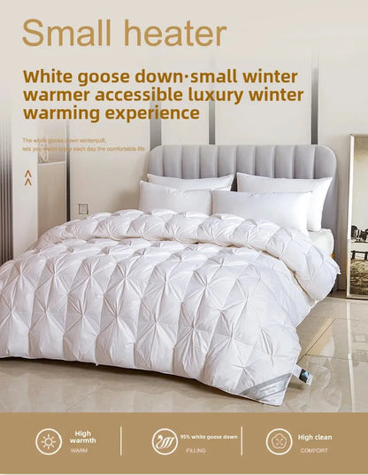 White goose down comforter with quilted diamond pattern made of pure cotton for winter use in five star hotels