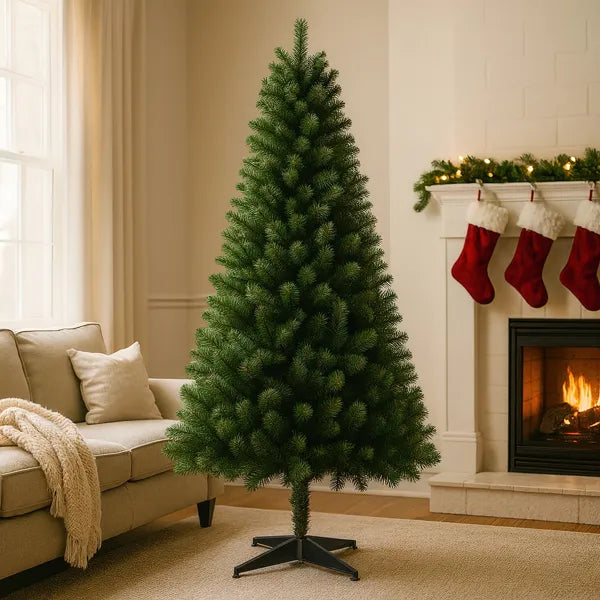 6FT Unlit Artificial Christmas Tree With 490 Tips, PVC Full Branches, Classic Green Holiday Tree With 4-Leg Plastic Stand For Indoor Home Decoration--Self-pick Up Is Not Supported.