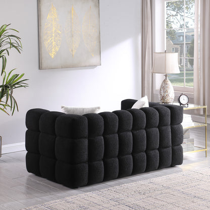 62,2 Länge, 35,83 Zoll Tiefe, menschliche Körperstruktur für US-Amerikaner, Marshmallow-Sofa, Bouclé-Sofa, SCHWARZ Farbe, 2-Sitzer