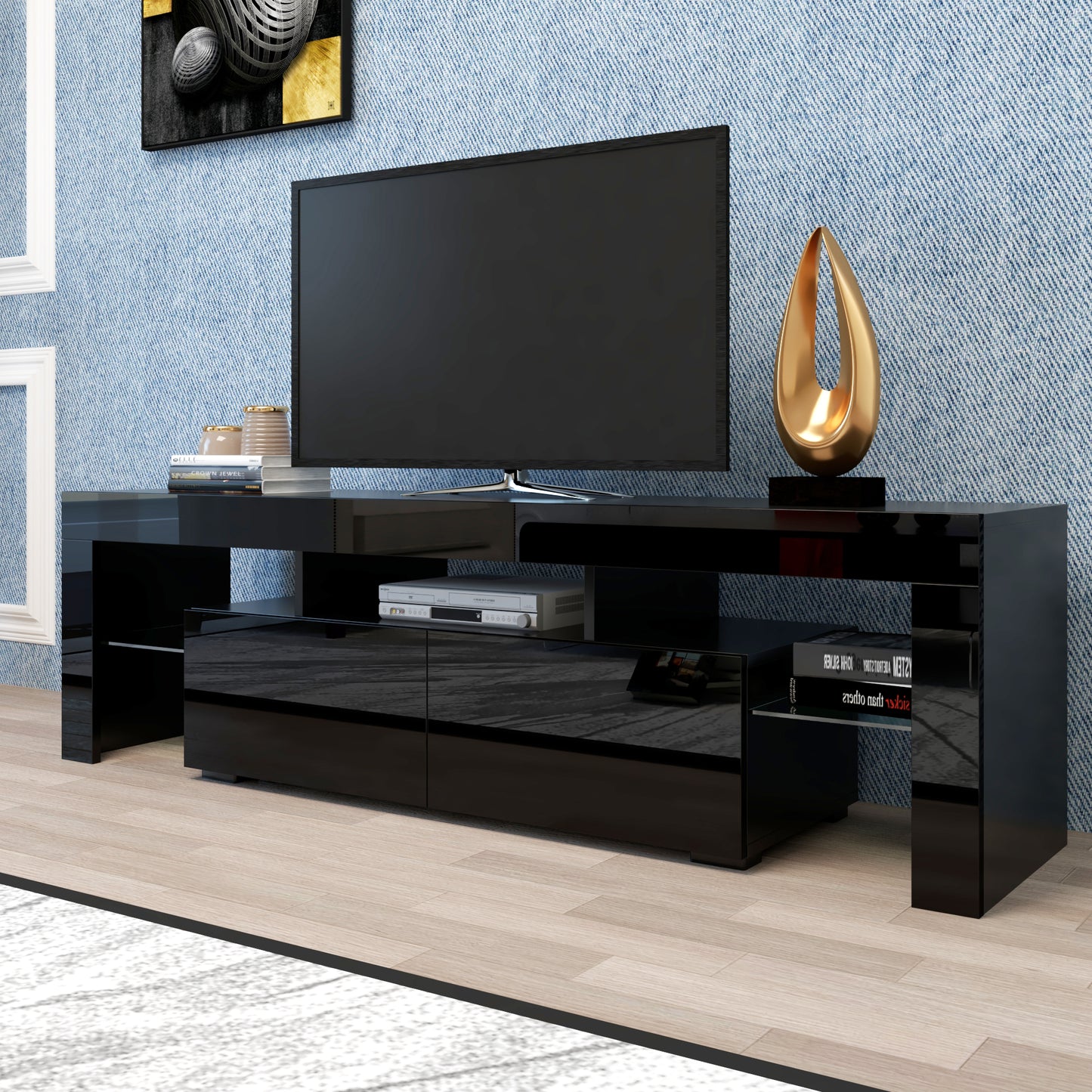 Moderne schwarze TV-Ständ 20 Farben LED-TV-Ständ mit Fernbedienungslichtern