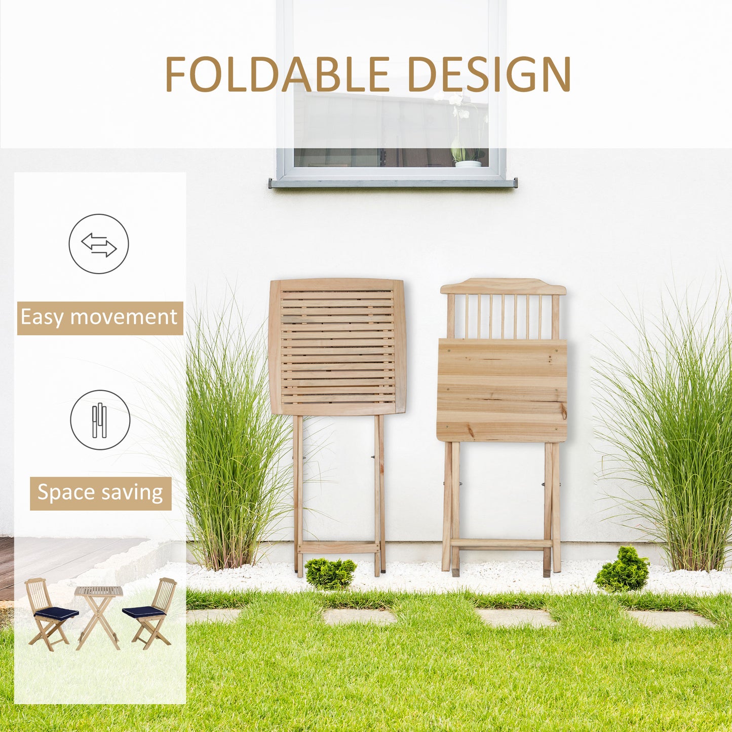 3-teiliges Patio-Klapptisch-Bistro-Set