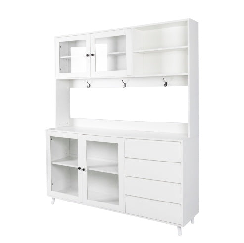 White Kitchen Hutch Cabinet Spacious Storage Kitchen
