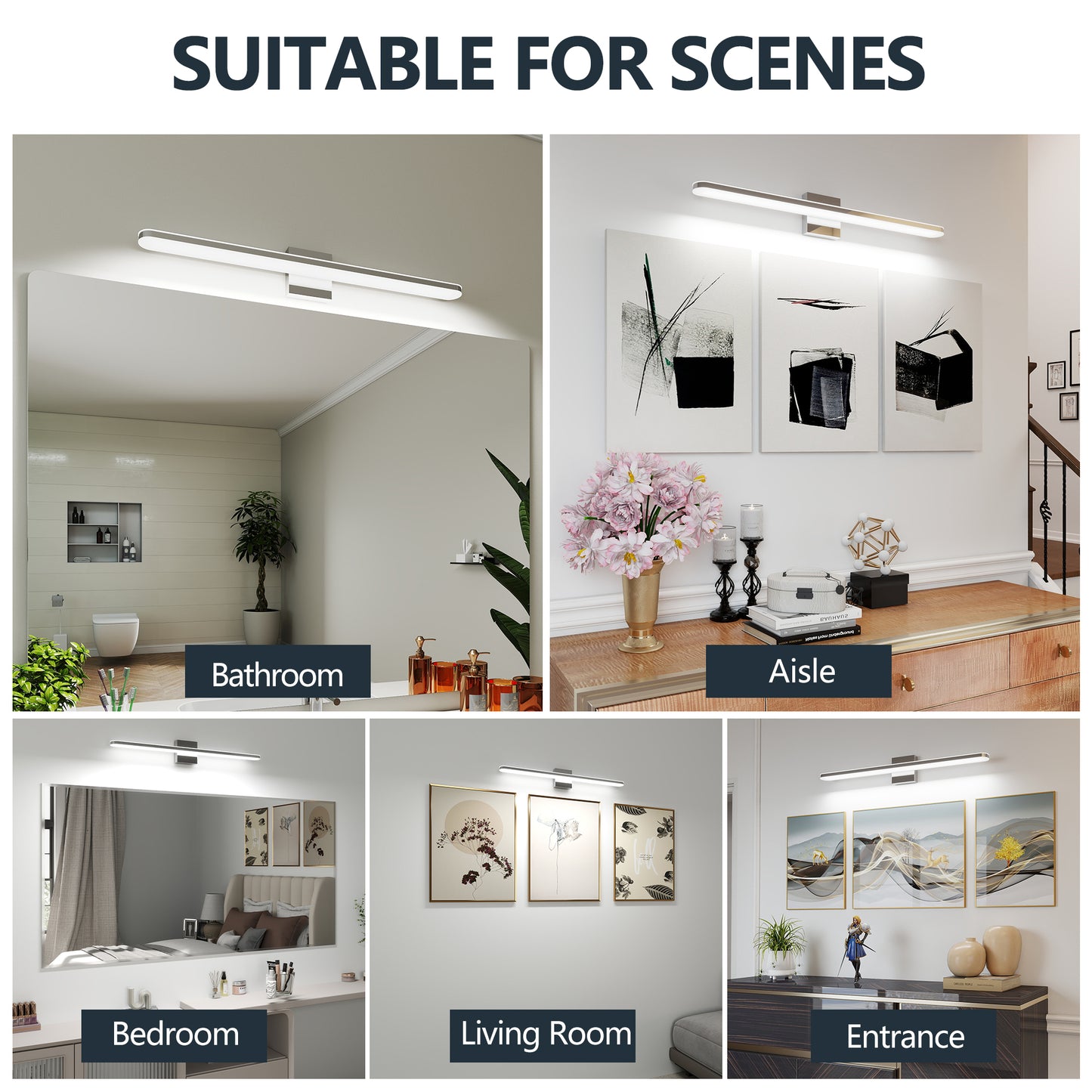 Moderne LED-Spiegelleuchten für das Badezimmer 32 Zoll 16 W Tageslichtweiß Chrom Leuchten Badezimmerleuchten über dem Spiegel Spiegelbeleuchtung Leuchten Spiegellicht