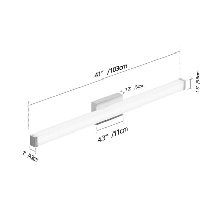 Badezimmer-Spiegelleuchte aus gebürstetem Nickel, quadratisch, LED, 41 Zoll, 24 W, 6000 K, kühles weißes Licht, Wandleuchte über dem Spiegel - Gebürstetes Nickel, 41 Zoll