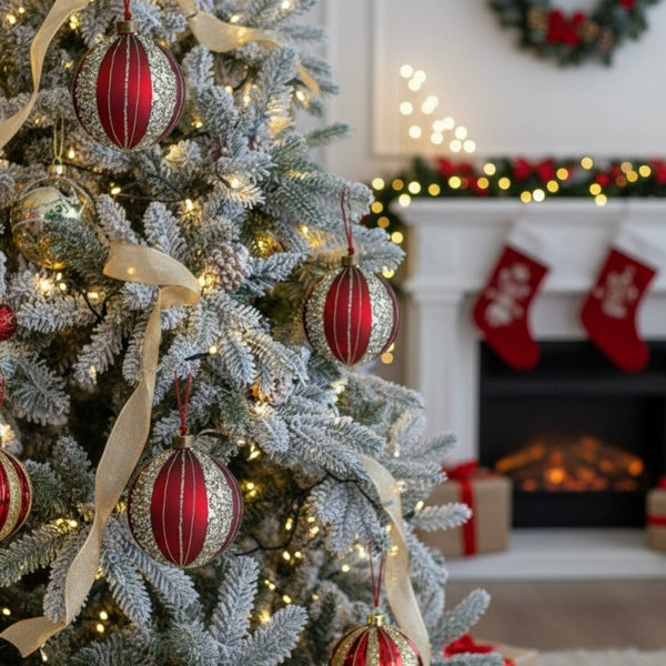 4-teiliges Set aus 4,7-Zoll-Weihnachtskugeln aus Glas, festliche Baumschmuck-Dekorationen, Dekorationsbedarf für Partys, Versand durch FBA, Verkauf auf der Temu-Plattform verboten