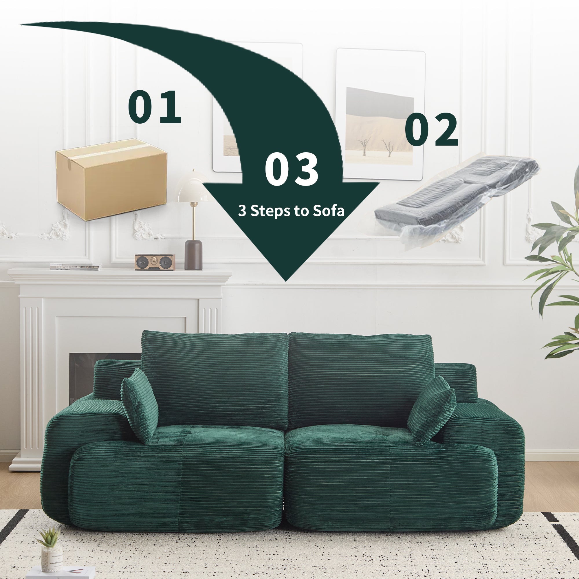 Green Corduroy Loveseat Sofa