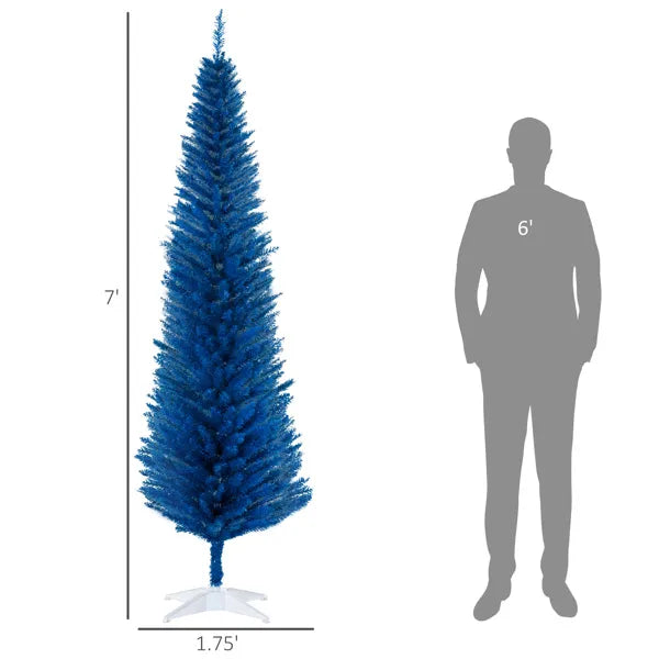 Bleistift-Weihnachtsbaum, Dekorierter Weihnachtsbaum mit realistischen Astspitzen und Kunststoffständer