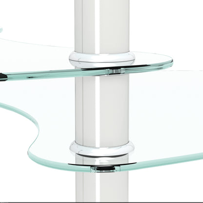 Transparent Oval Glass Coffee Table, Modern 3-Layer With Stainless Steel Leg